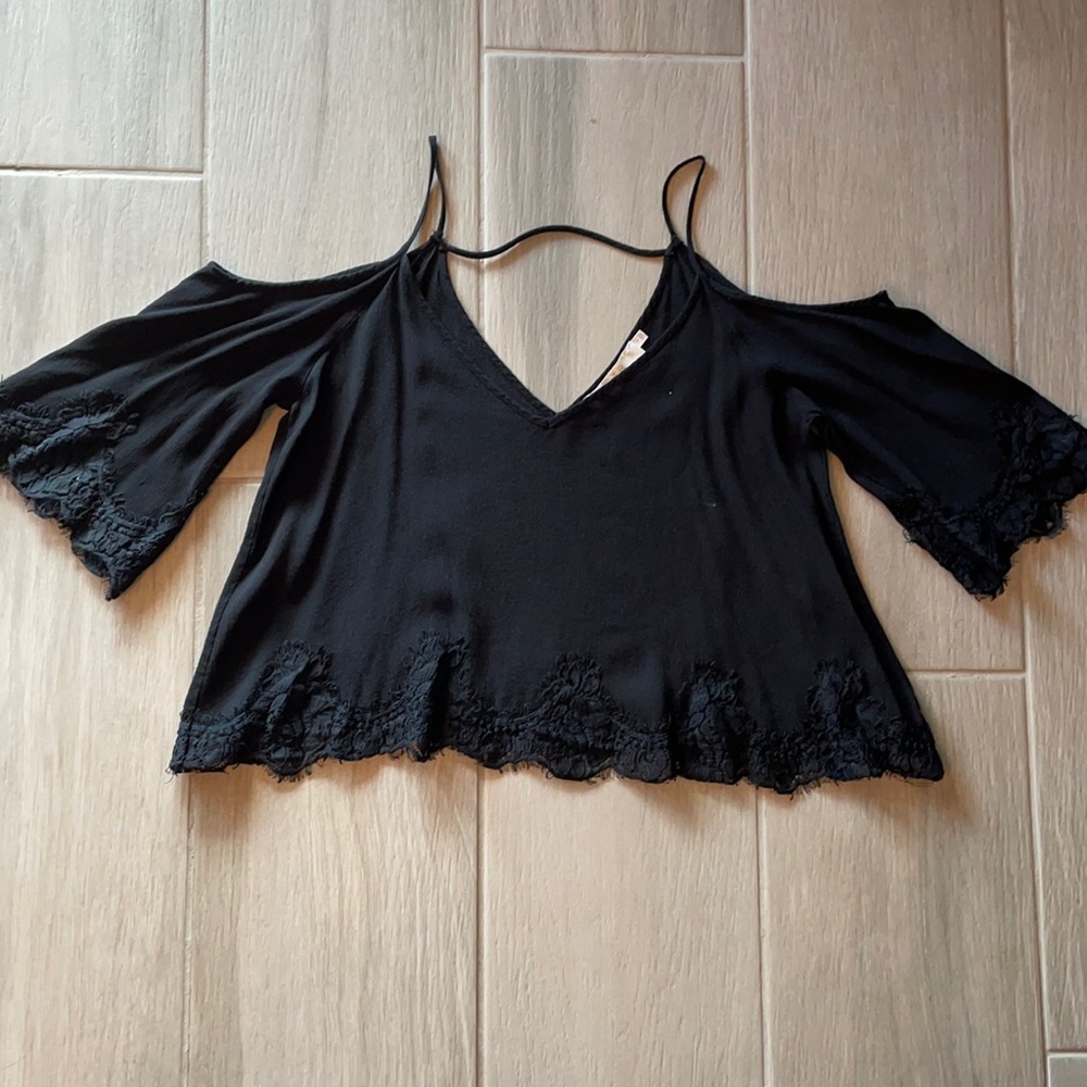 Boho black flowy top